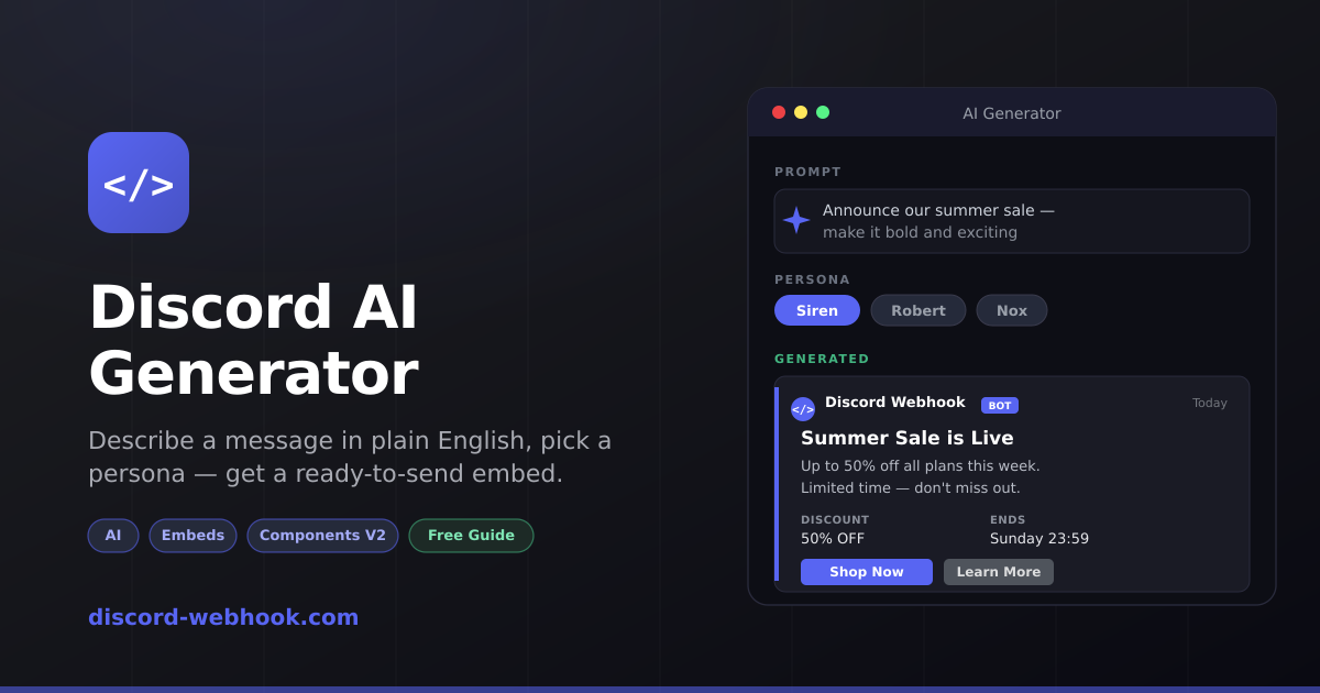 Discord AI Generator — Build Embeds & Messages with AI