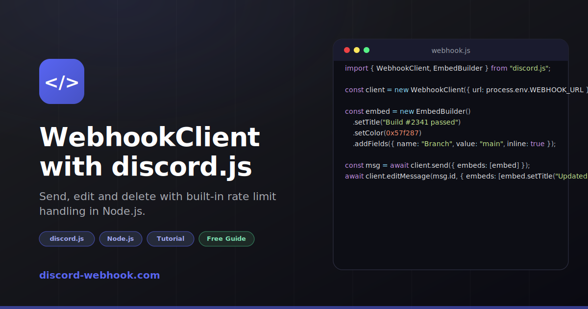 Discord Webhook через discord.js (полный гайд по WebhookClient)