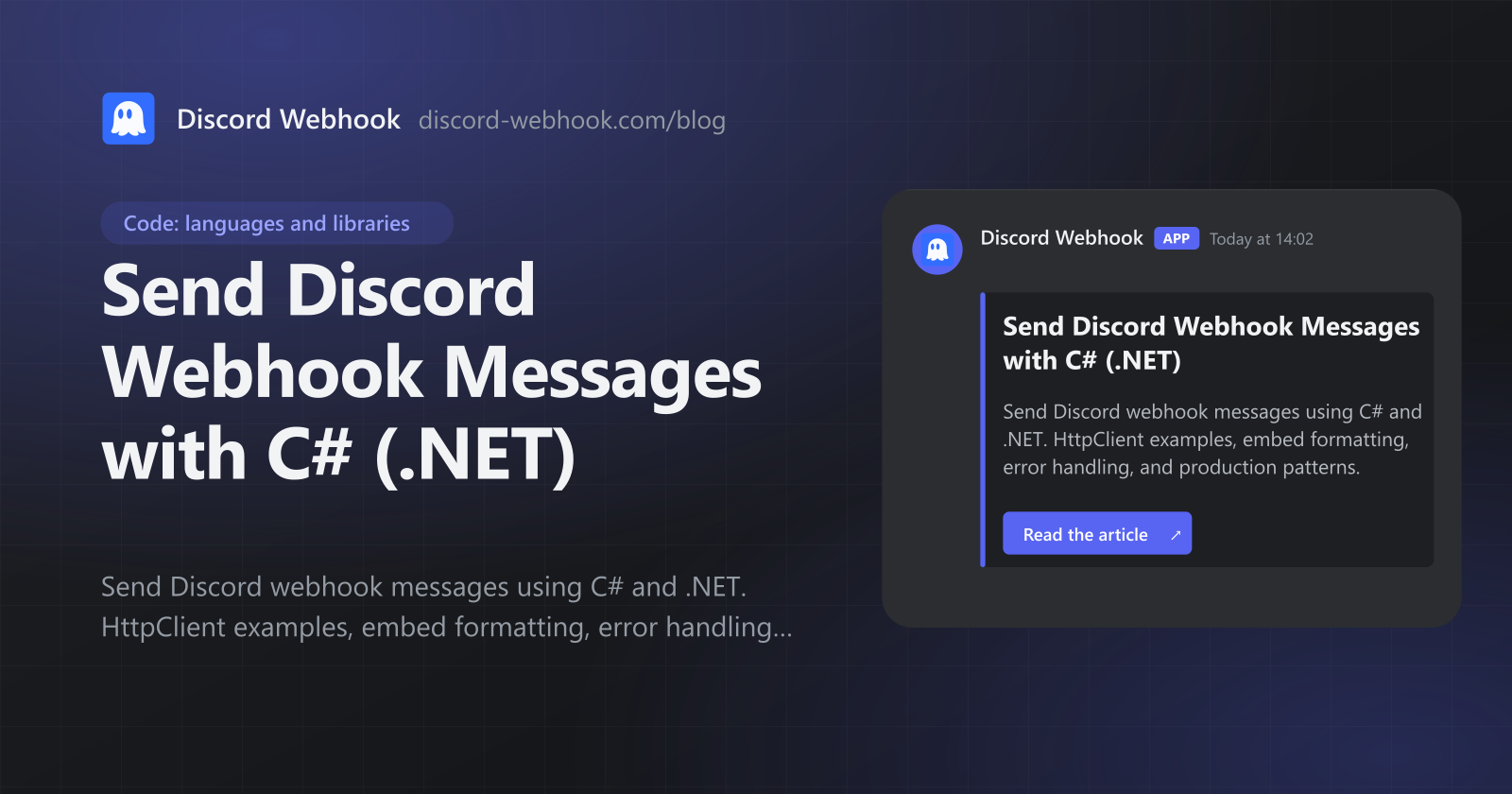 Discord Webhook Url Example Send Discord Webhook Messages with C# (.NET) — Discord Webhook