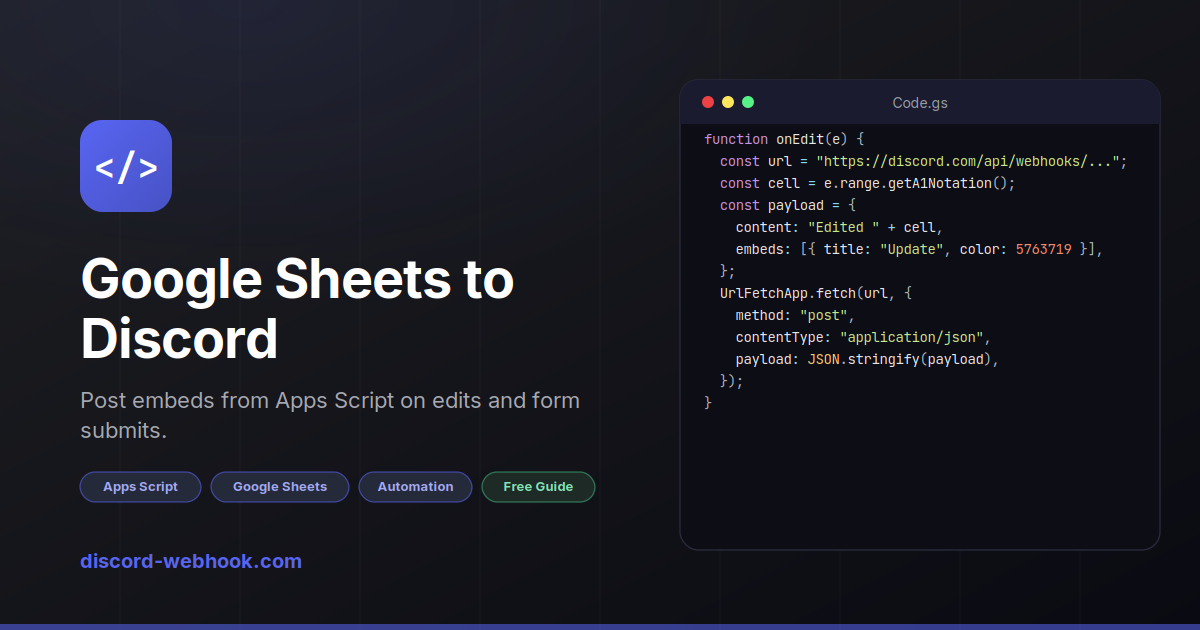 Send Discord Webhooks from Google Sheets (Apps Script)