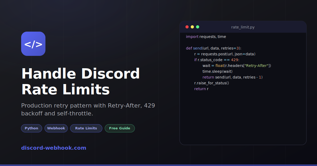 Discord Webhook Rate Limits Explained (429, Retry-After, Best Practices)