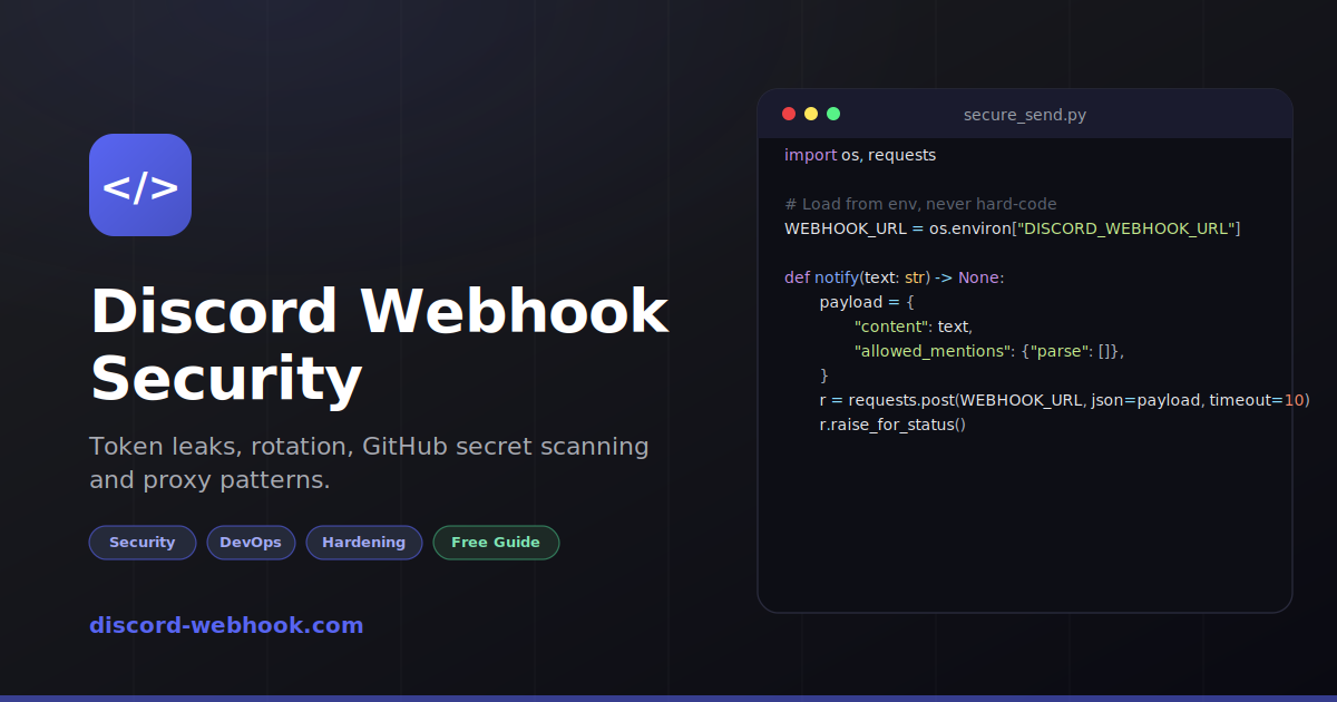 Discord Webhook Security — Token Leaks, Rotation & Hardening
